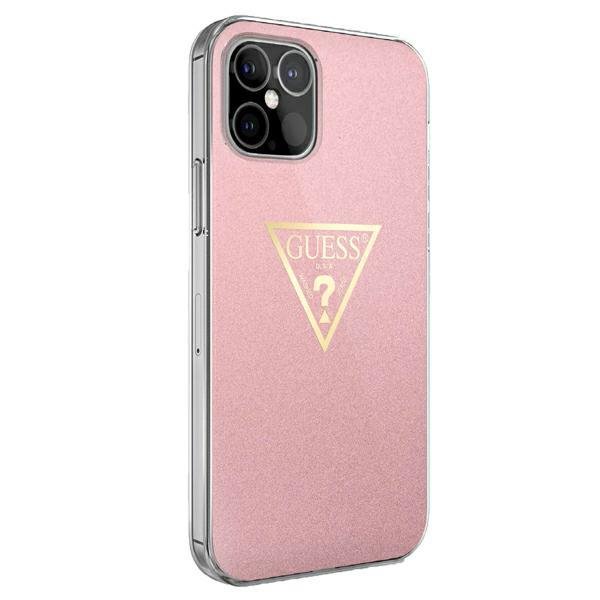 iPhone 12/ 12 Pro Guess GUHCP12MPCUMPTPI Metallic Triangle tok pink