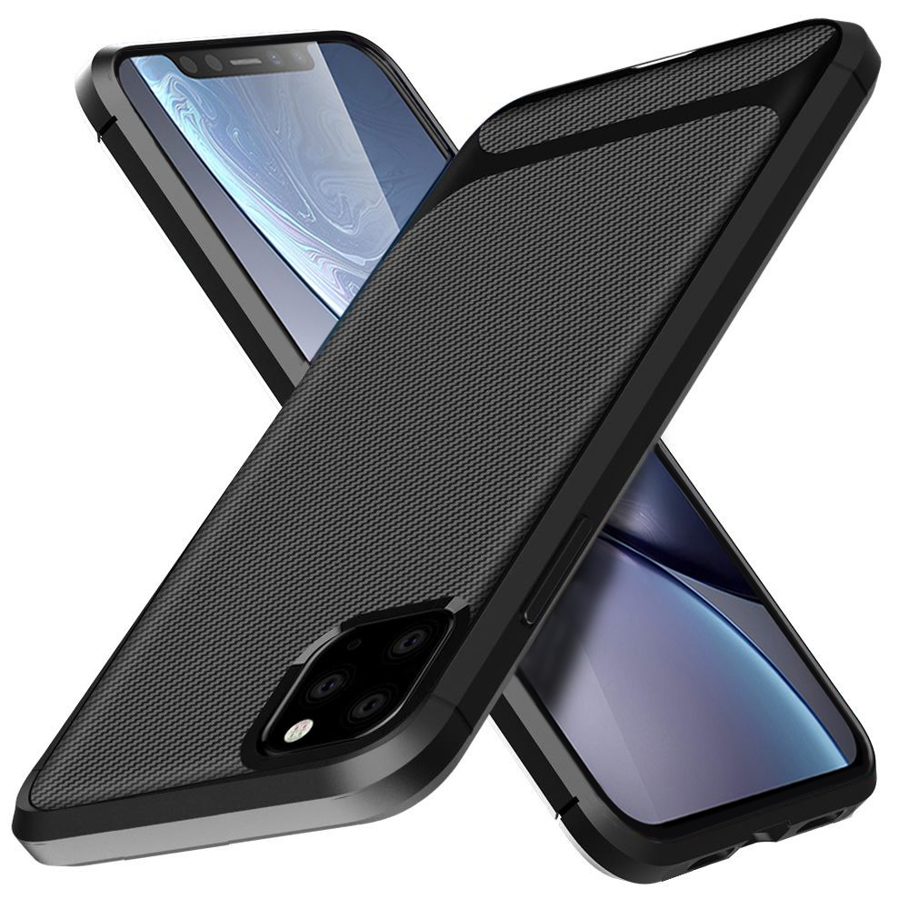 iPhone 12 Pro MAX Carbon Protect szénszál mintájú tok fekete