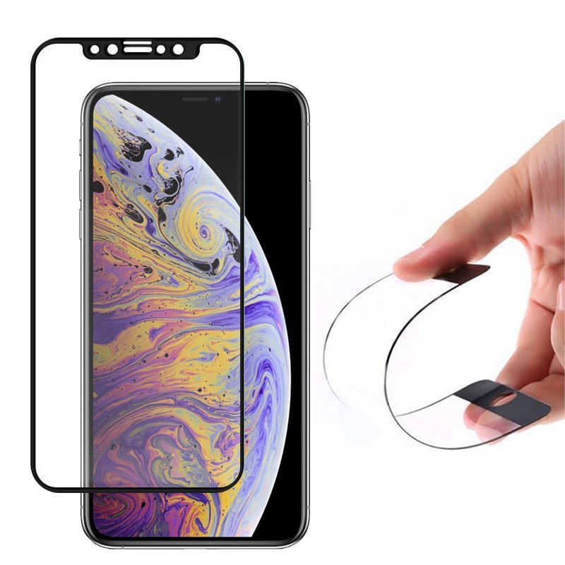iPhone 12/ 12 Pro kijelzővédő üvegfólia fekete kerettel Wozinsky Flexi nano hybrid