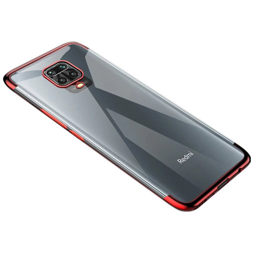 Clear Color Electroplating TPU gél tok Xiaomi Redmi Note 9 Pro / Redmi Note 9S piros
