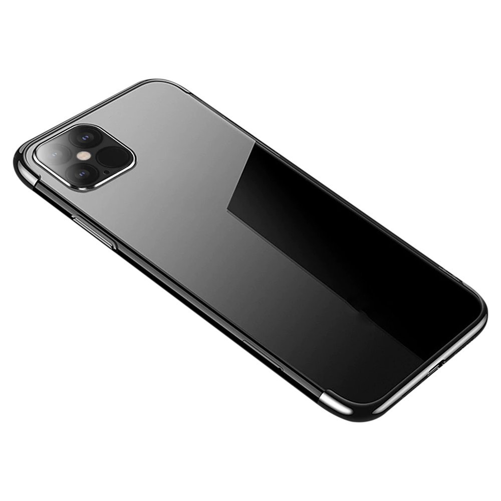 iPhone 12 mini Clear Color Electroplating TPU gél tok fekete