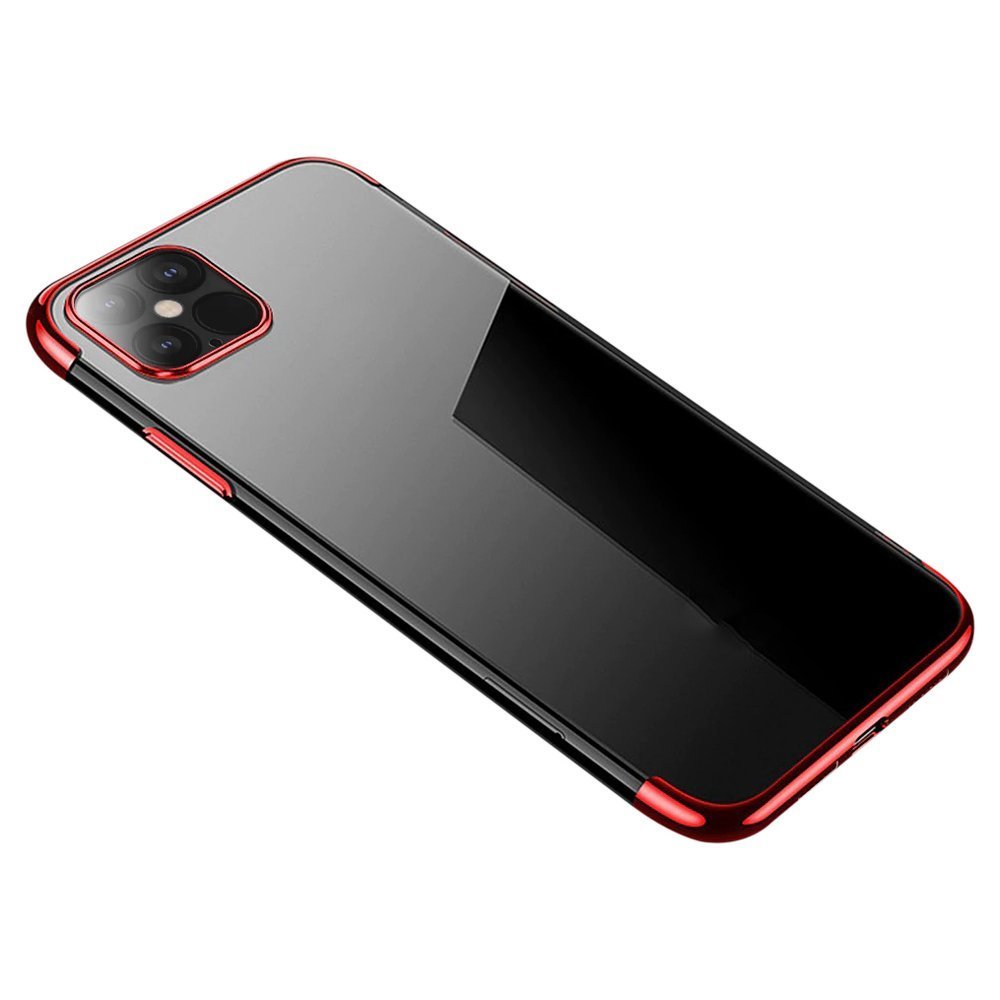 iPhone 12 mini Clear Color Electroplating TPU gél tok piros