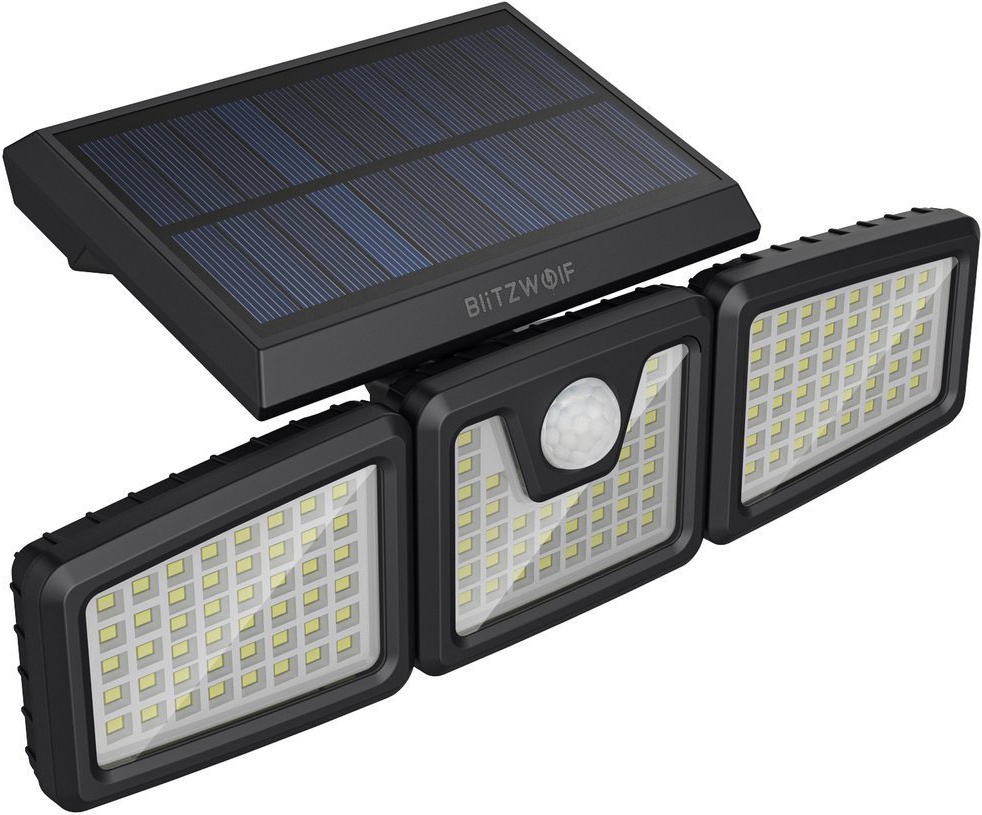 Blitzwolf BW-OLT4 kültéri napelemes LED lámpa szürkület érzékelővel fekete