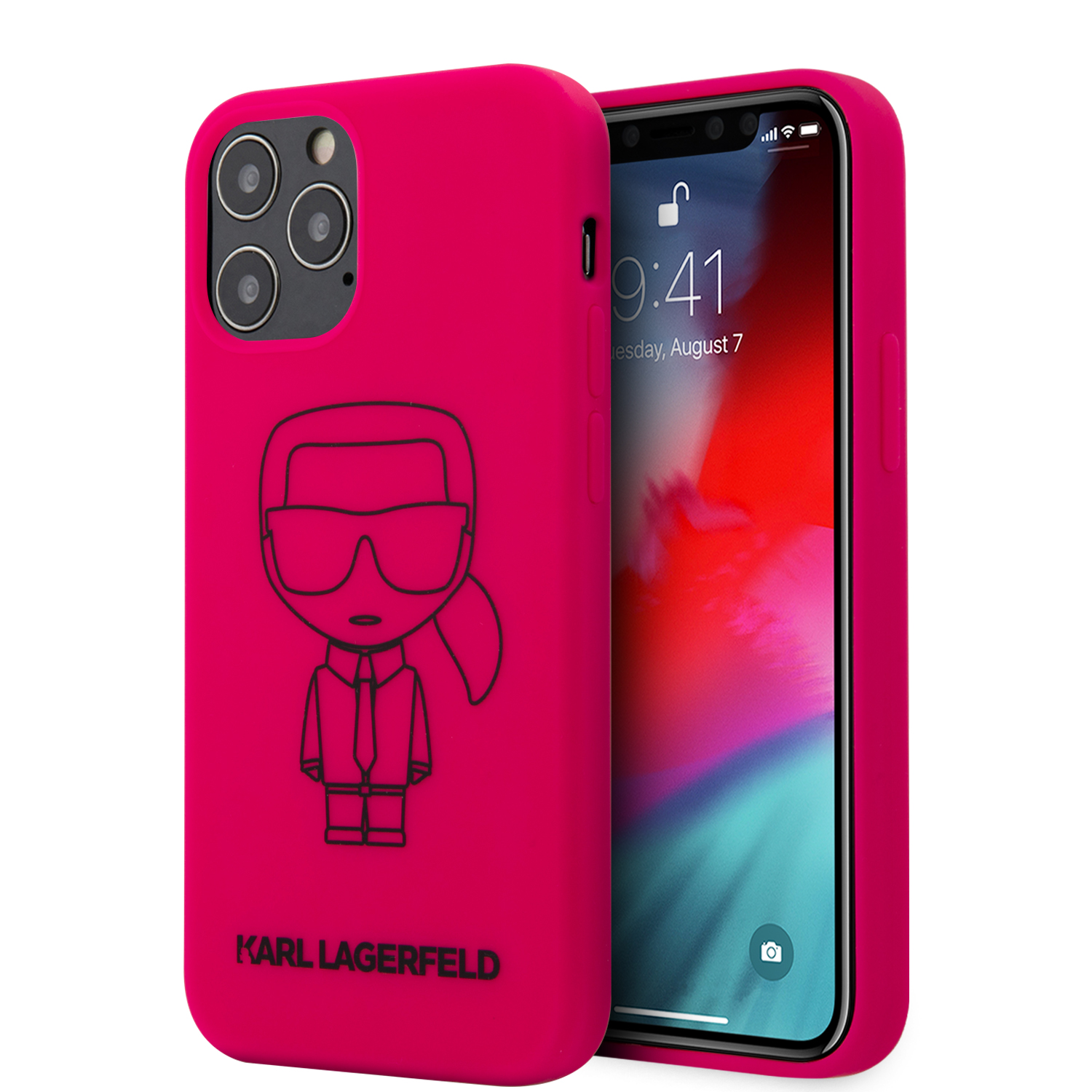 Karl Lagerfeld KLHCP12MSILFLPI Ikonik Outline szilikon tok iPhone 12/ 12 Pro pink