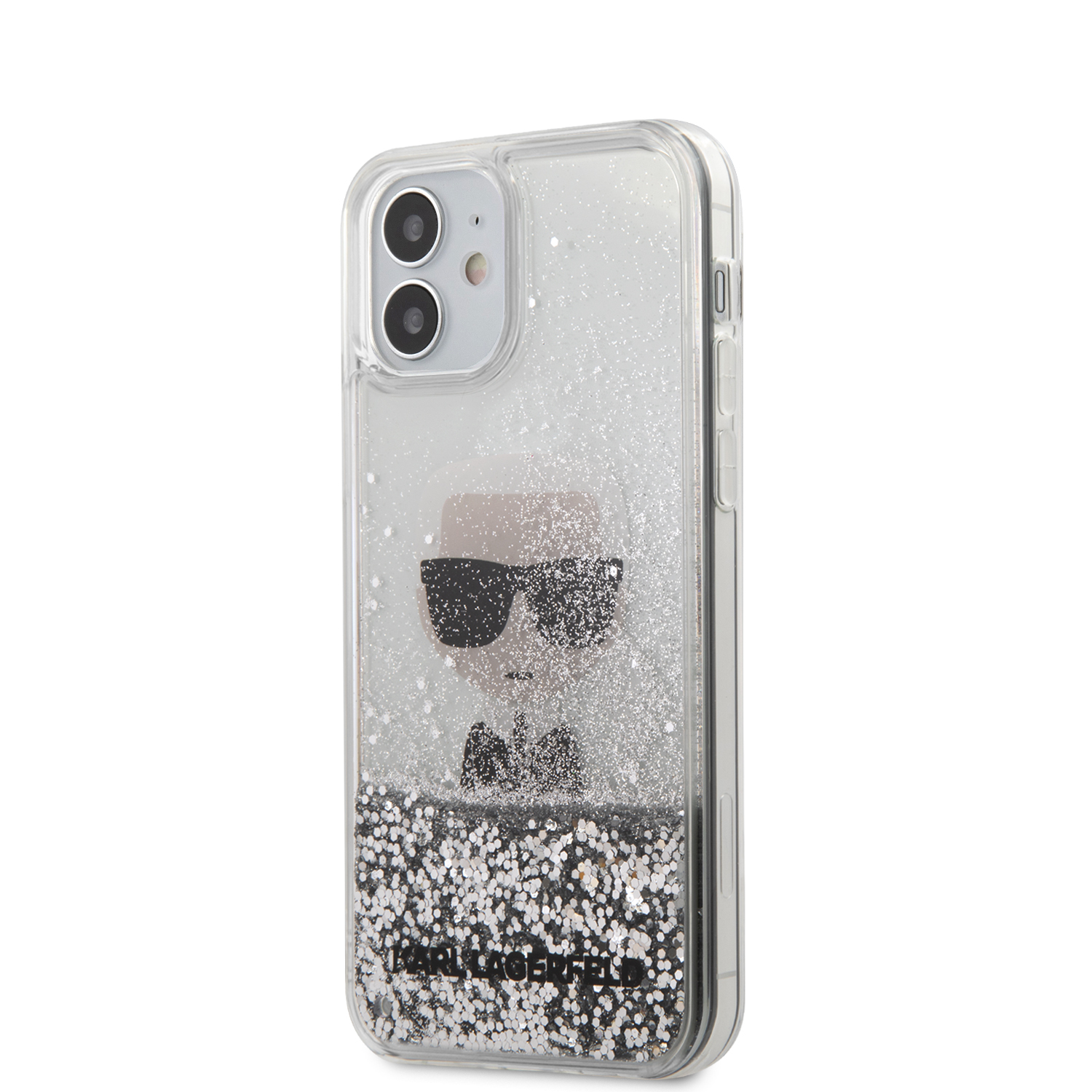 iPhone 12 mini Karl Lagerfeld KLHCP12SGLIKSL Iconic Liquid Glitter tok áttetsző/ ezüst