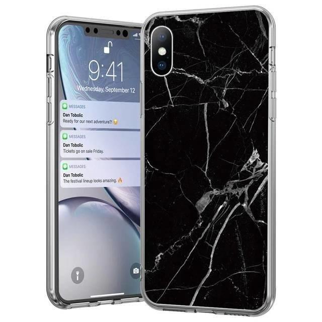 Wozinsky márvány mintás tok iPhone 12 Pro MAX fekete