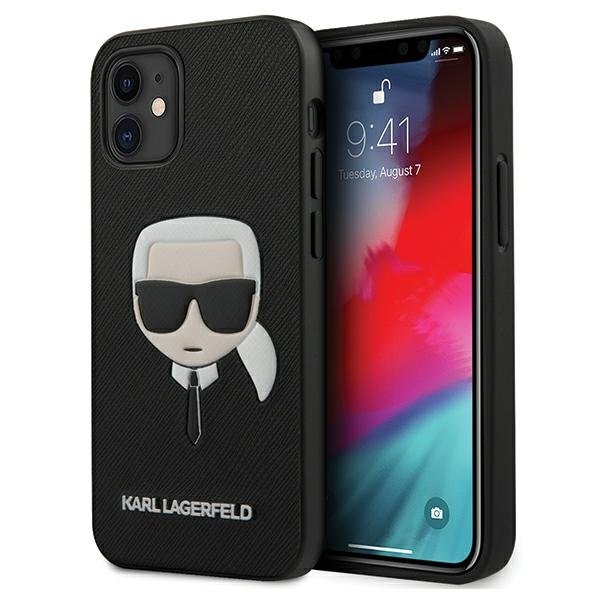 iPhone 12 mini Karl Lagerfeld KLHCP12SSAKHBK Saffiano Head tok fekete