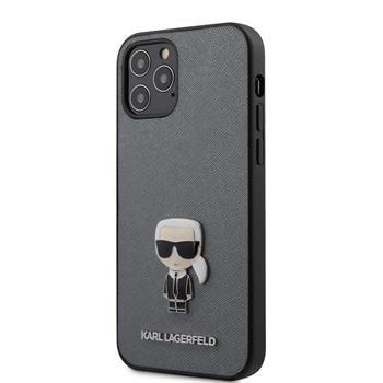 iPhone 12 Pro MAX Karl Lagerfeld KLHCP12LIKMSSL Iconic Saffiano tok szürke