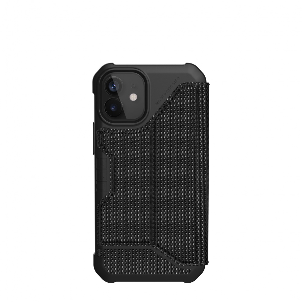 iPhone 12 mini UAG Metropolis fokozott védelmet biztosító FIBRARMR fliptok fekete