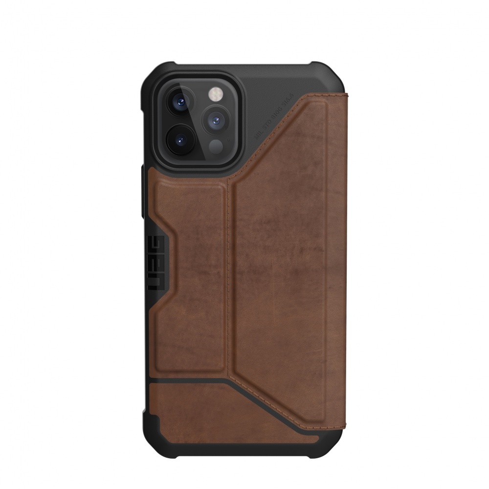 UAG Metropolis fokozott védelmet biztosító bőr fliptok iPhone 12 Pro MAX barna