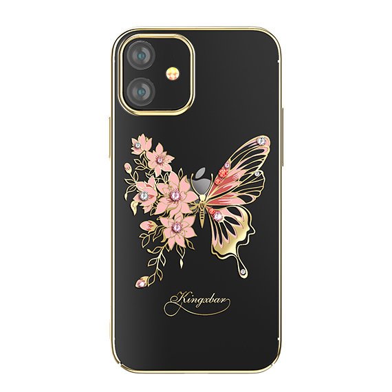 iPhone 12 mini Kingxbar Butterfly Series tok Swarovski kristállyal arany