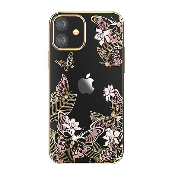iPhone 12 mini Kingxbar Butterfly Series tok Swarovski kristállyal pink
