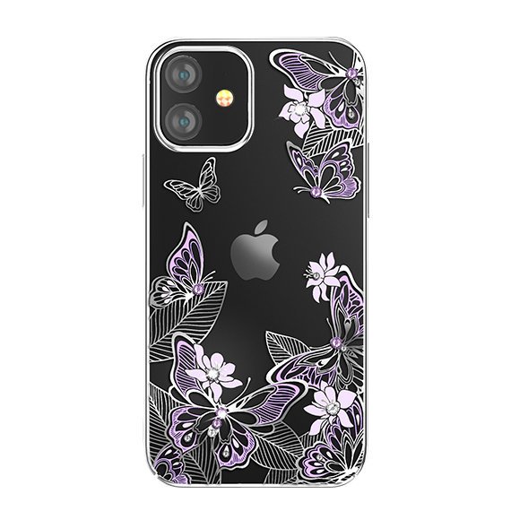 iPhone 12 mini Kingxbar Butterfly Series tok Swarovski kristállyal lila