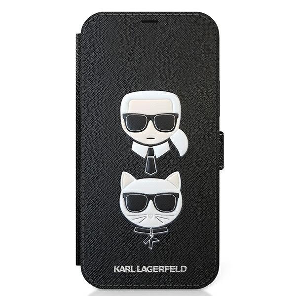 iPhone 12/ 12 Pro Karl Lagerfeld KLFLBKP12MSAKICKCBK Saffiano Karl Choupette fliptok fekete