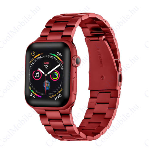 Apple Watch 42/44/45 mm piros rozsdamentes vastag acél szíj (XPROTECTOR)