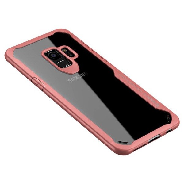 IPAKY Frame áttetsző TPU tok Samsung S9 Plus világos rózsaszín kerettel