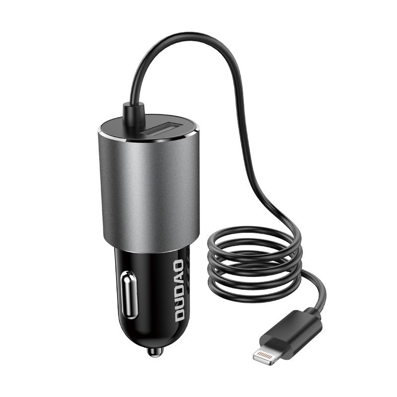Dudao USB szivargyújtós autós töltő integrált Lightning kábellel 3,4A fekete (R5Pro L)