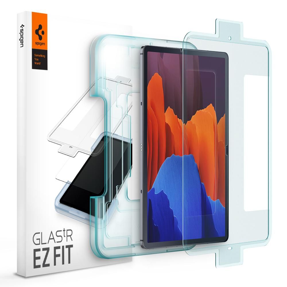 Spigen Glas.TR Slim EZ Fit kijelzővédő üvegfólia + felhelyezőkeret Samsung Galaxy Tab S7+ 12.4 T970 / T976 (AGL02033)
