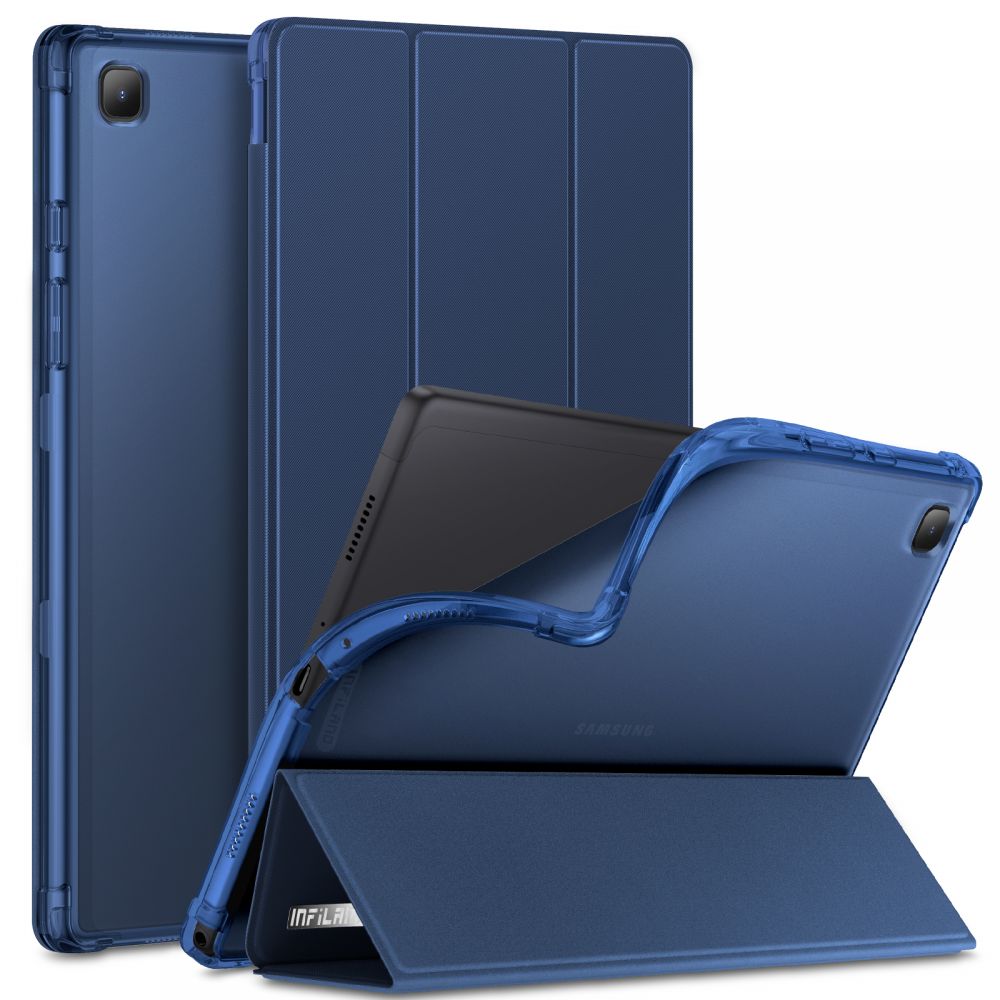 Samsung Galaxy Tab A7 10.4 T500/ T505 Infiland Smart Stand Tok Sötétkék