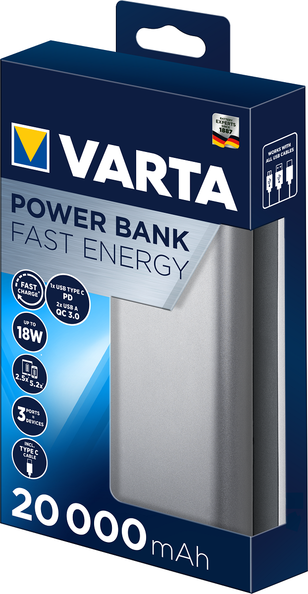 VARTA Power Bank Fast Energy 20000mAh ezüst