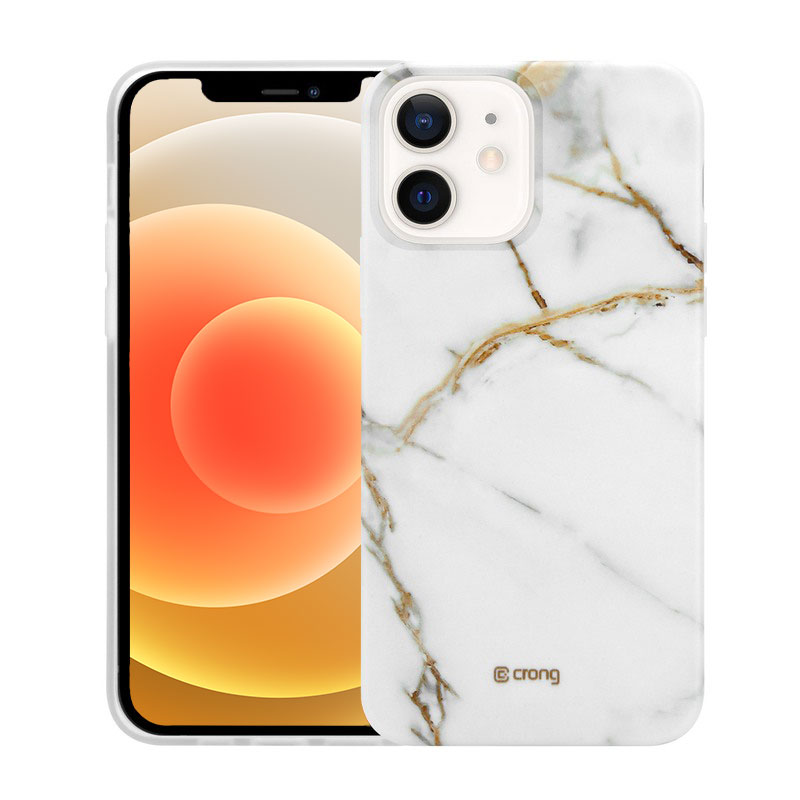 iPhone 12 / iPhone 12 Pro Crong Marble tok fehér