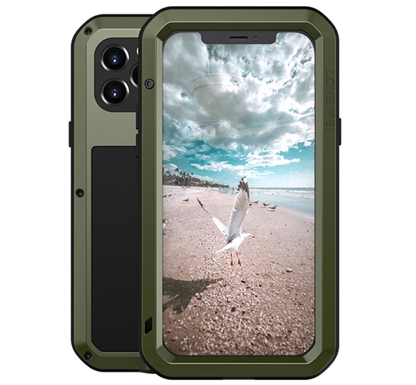 LOVE MEI Defender fokozott védelmet nyújtó tok iPhone 12/ 12 Pro ütélsálló, zöld színben