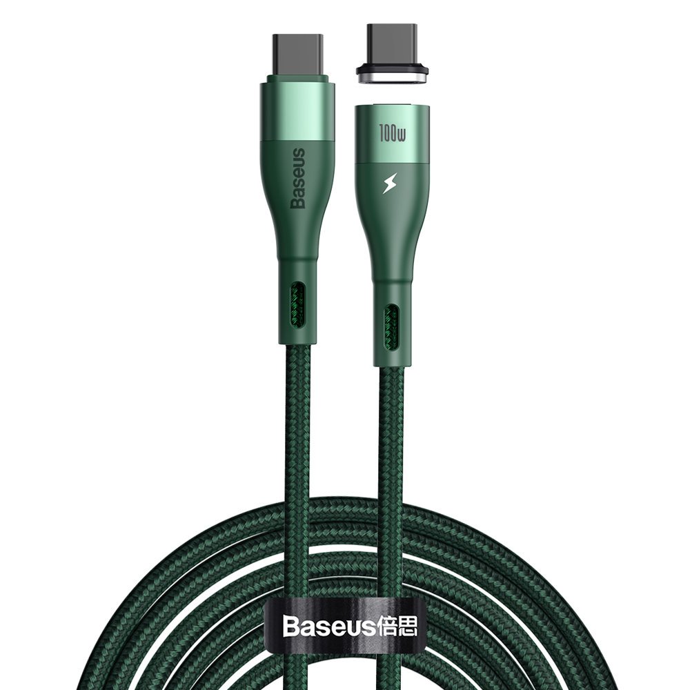 Baseus Zinc mágneses kábel USB Type-C - USB Type-C PD 100W 1.5m zöld (CATXC-Q06)