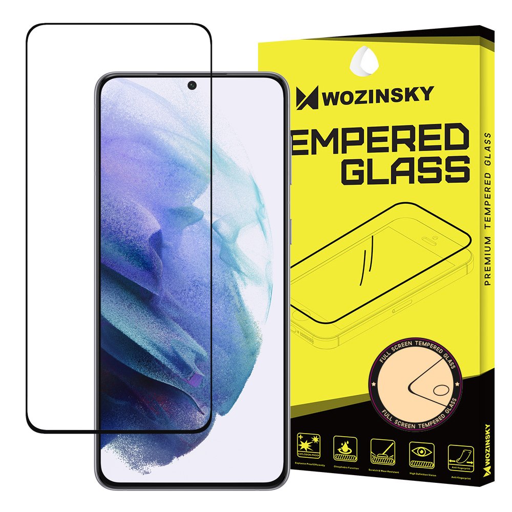 Wozinsky Super Tough kijelzővédő üvegfólia Samsung S21+ Plus fekete