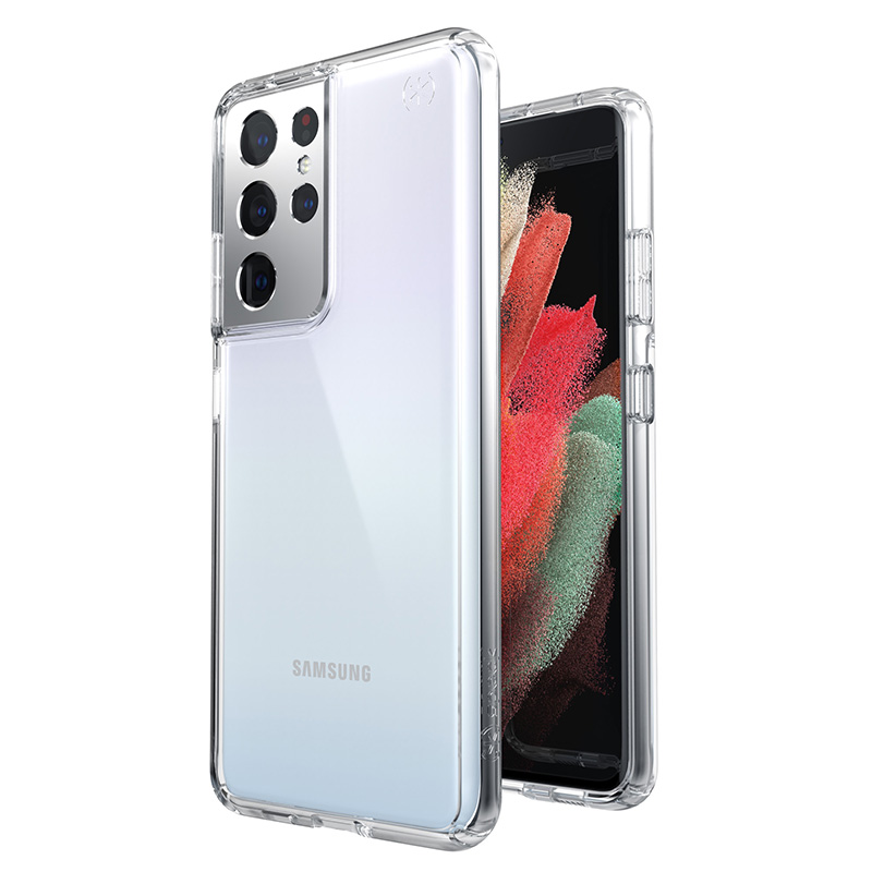 Samsung Galaxy S21 Ultra Speck Presidio Perfect-Clear tok Microban bevonattal áttetsző