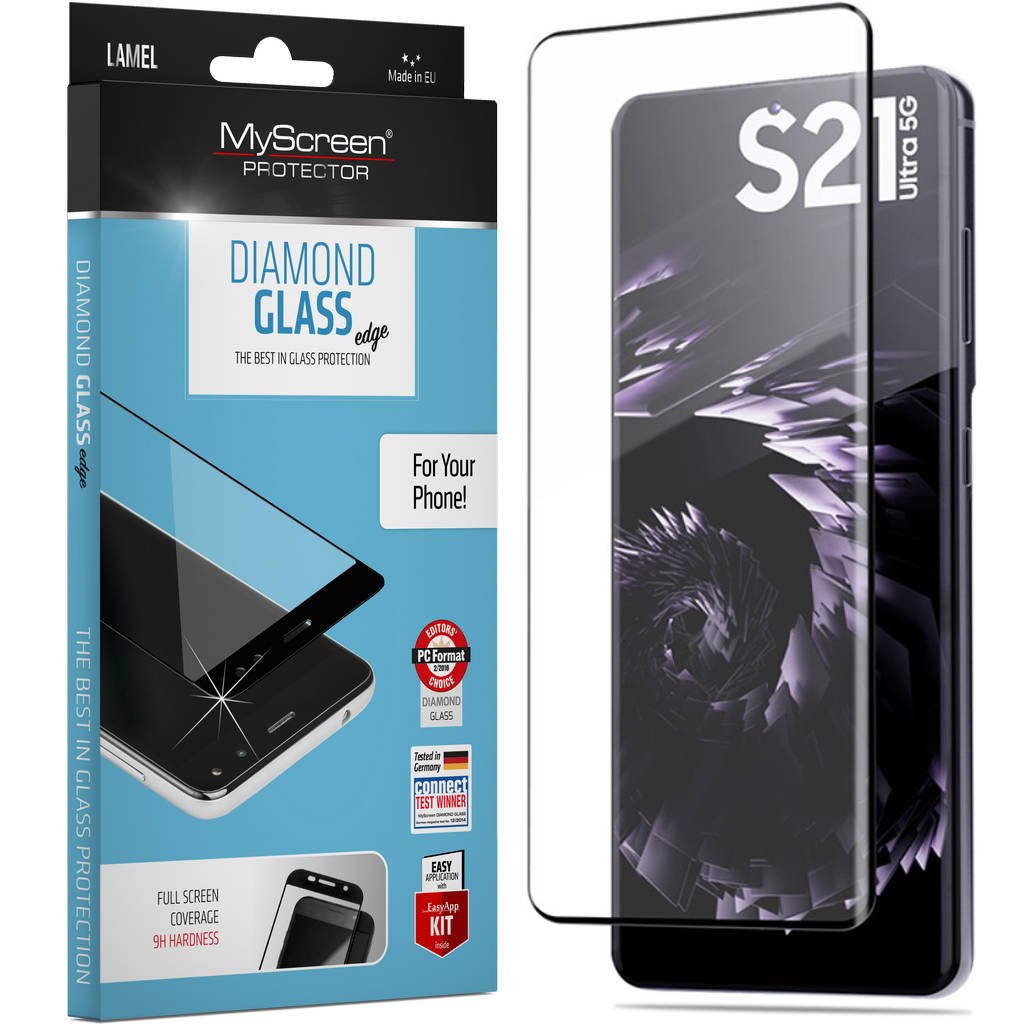 Samsung S21 Ultra MyScreen Diamond Edge 3D kijelzővédő üvegfólia fekete