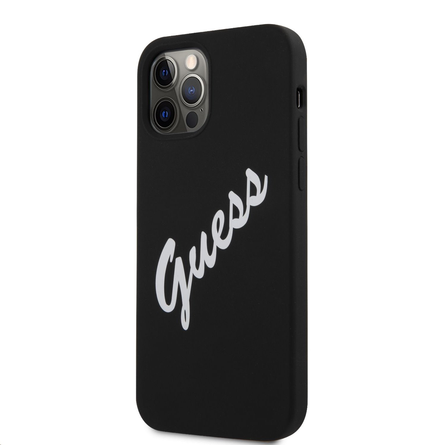 iPhone 12 Pro MAX Guess GUHCP12LLSVSBW Silicone Vintage Script tok fekete