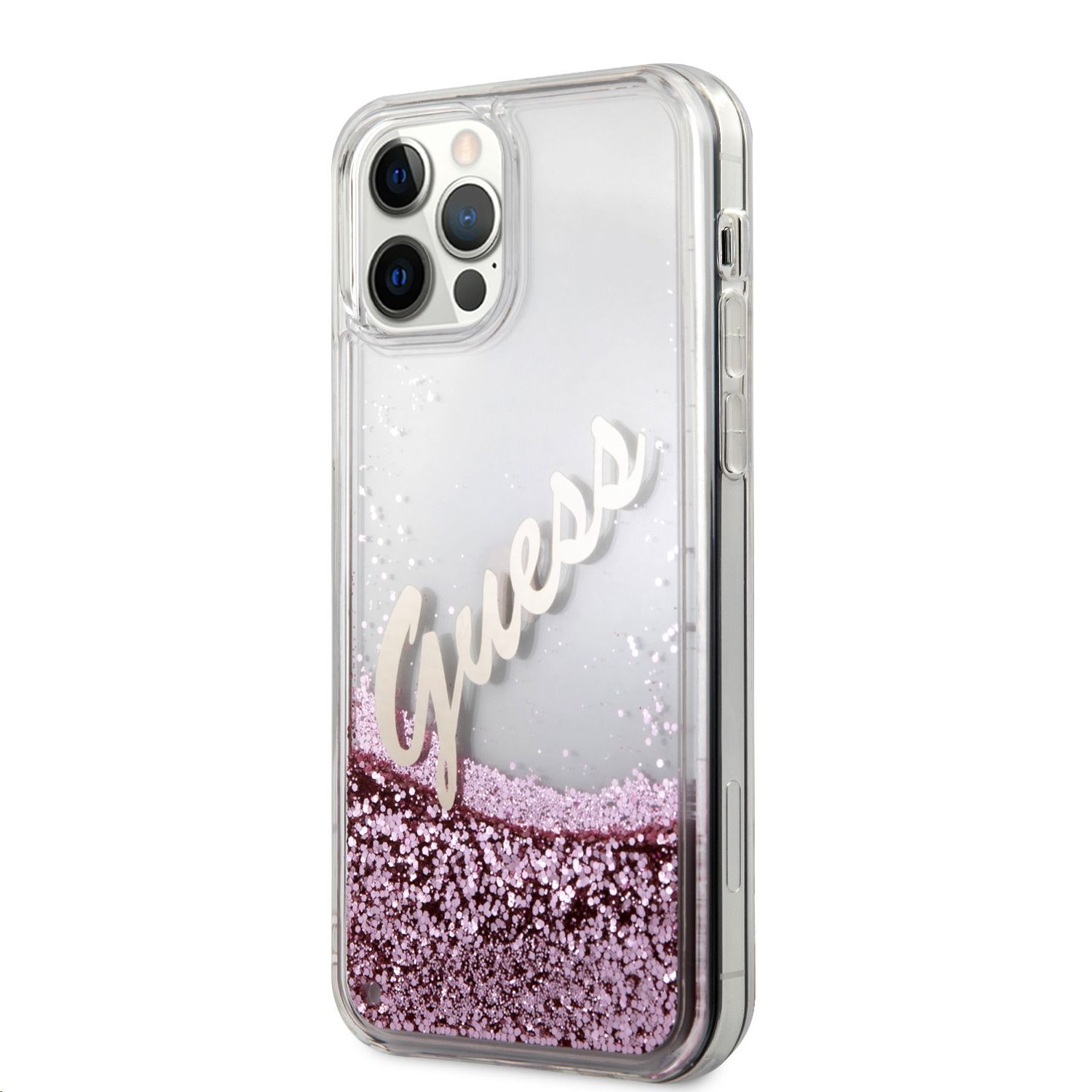 iPhone 12 Pro Max Guess GUHCP12LGLVSPI Liquid Glitter Vintage PC tok pink