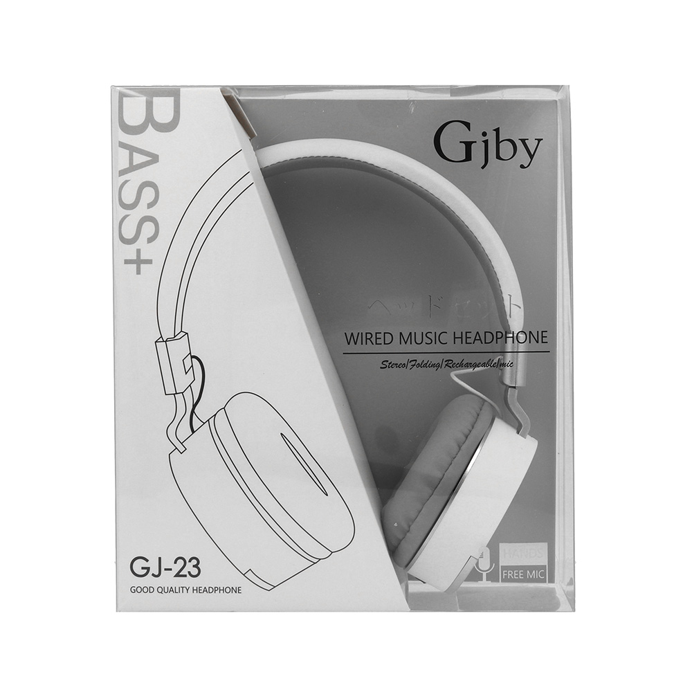 GJBY GJ-23 Extra Bass vezetékes 3.5mm audio jack fejhallgató fehér