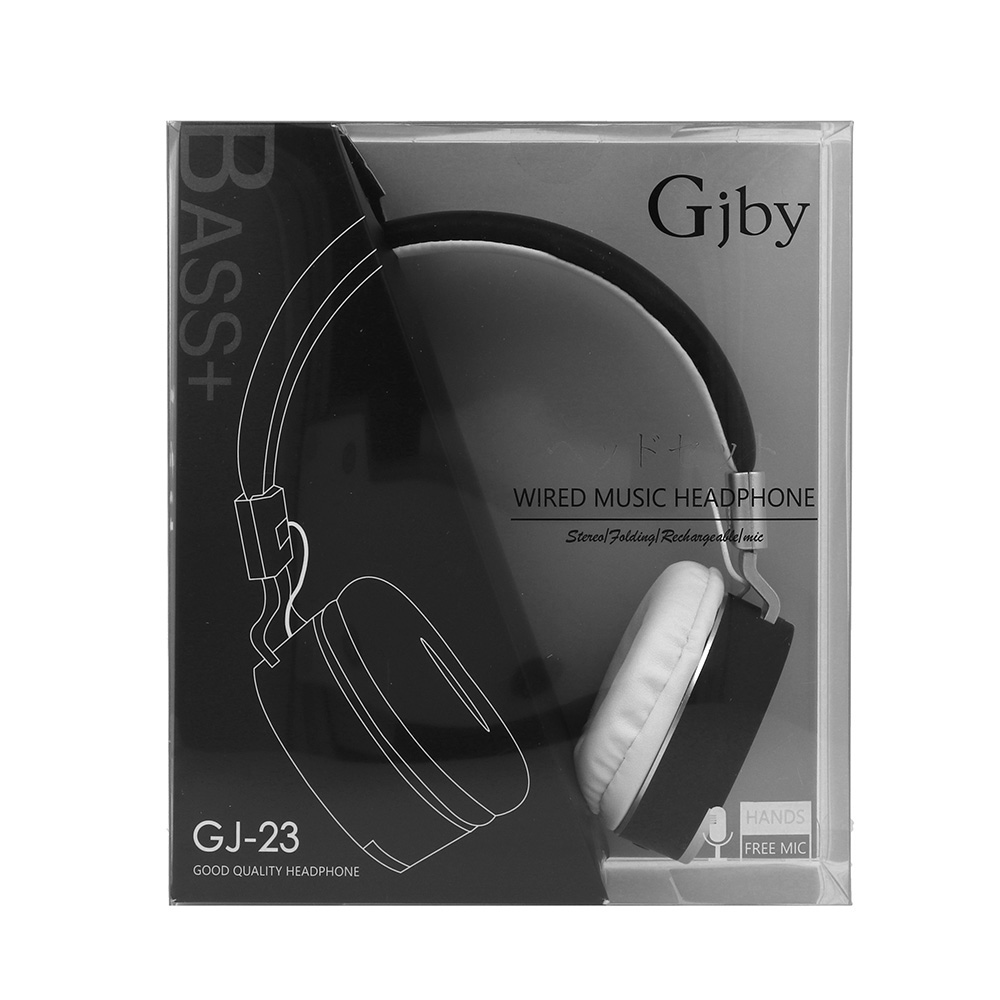 GJBY GJ-23 Extra Bass vezetékes 3.5mm audio jack fejhallgató fekete