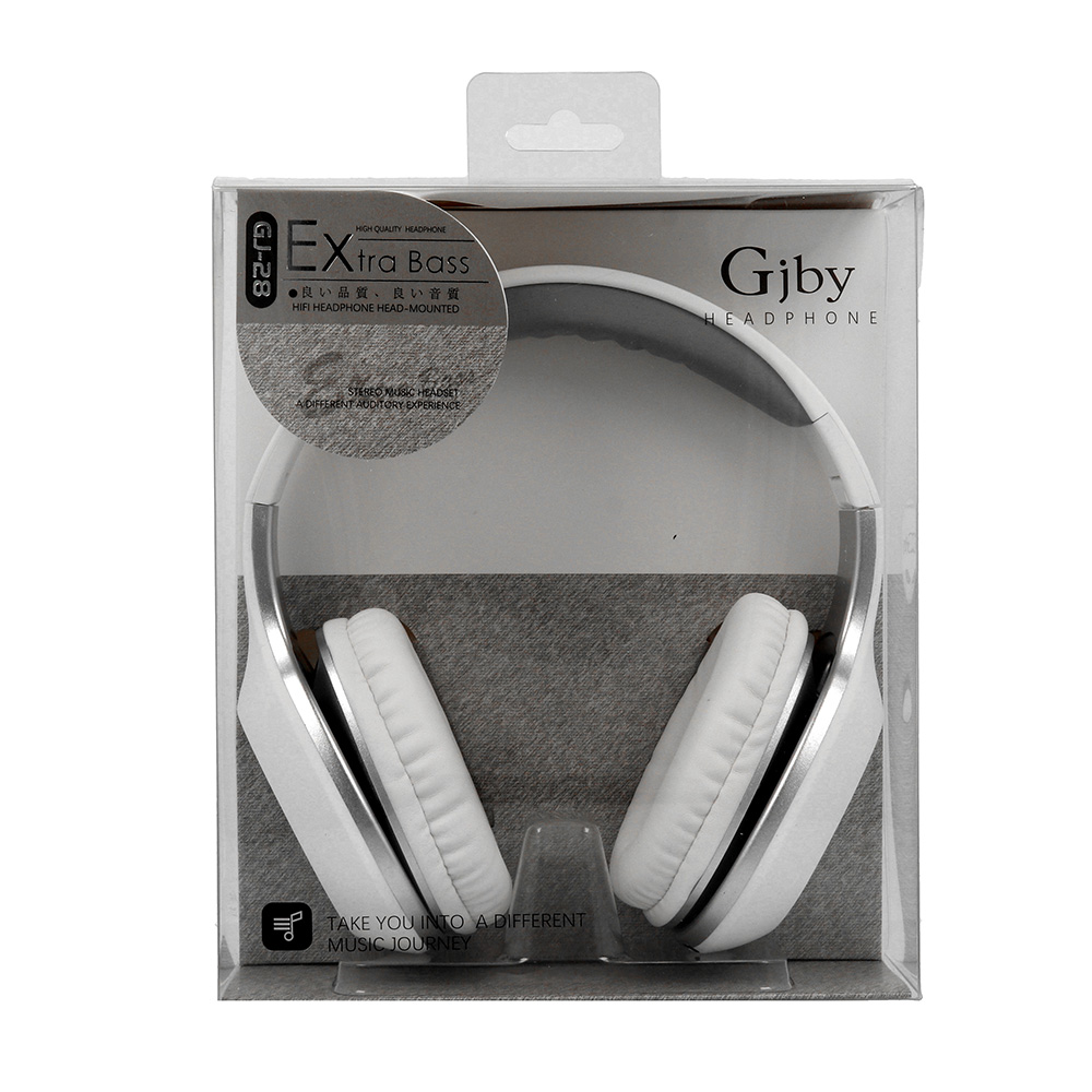 GJBY GJ-28 Extra Bass vezetékes 3.5mm audio jack fejhallgató fehér