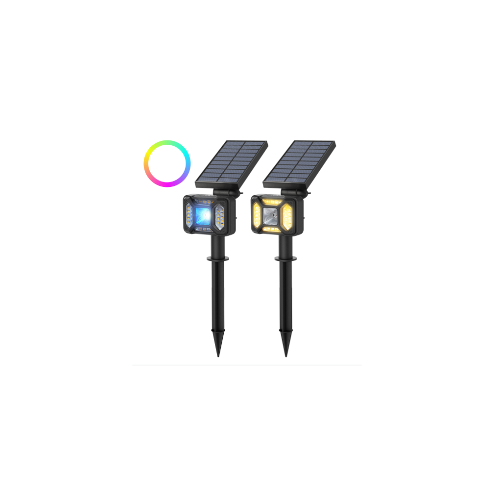 Blitzwolf BW-OLT5 kültéri napelemes RGB LED lámpa szürkület érzékelővel fekete