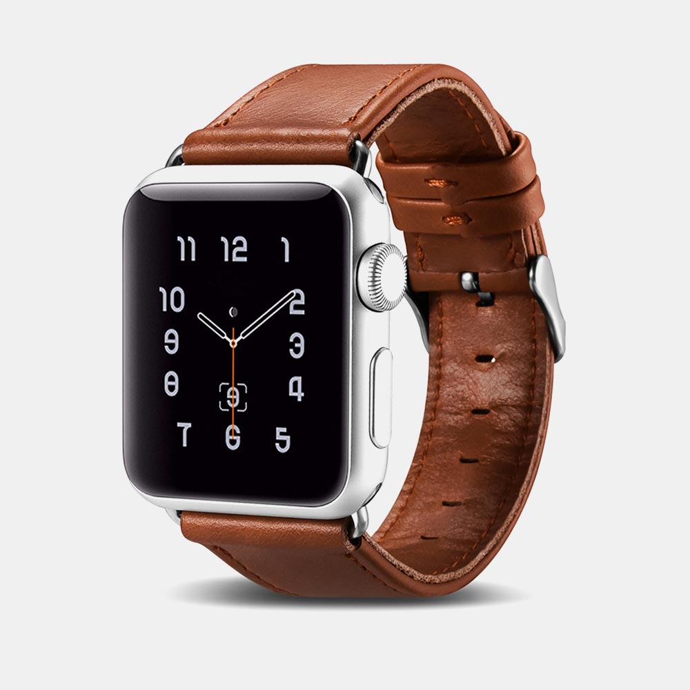 iCarer Valódi bőr óraszíj Apple Watch 42/44/45 mm világosbarna