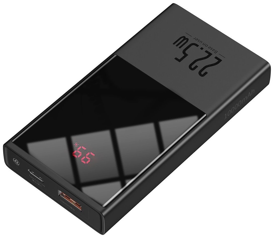 Baseus Super Mini powerbank 10000mAh, USB + USB-C, SCP, QC 3.0, PD, 22.5W fekete (PPMN-A01)