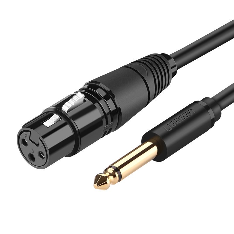 Ugreen microphone kábel XLR (bemeneti aljzat) - 6.35mm jack (csatlakozó) 1m fekete (20717 AV131)