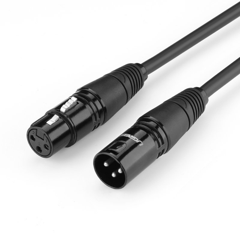 Ugreen mikrofon hosszabbító, toldó kábel XLR (aljzat) - XLR (aljzat) 1m fekete (AV130)