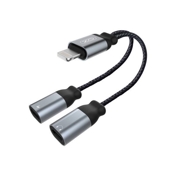 XO NBR160A Lightning audio elosztó adapter fekete