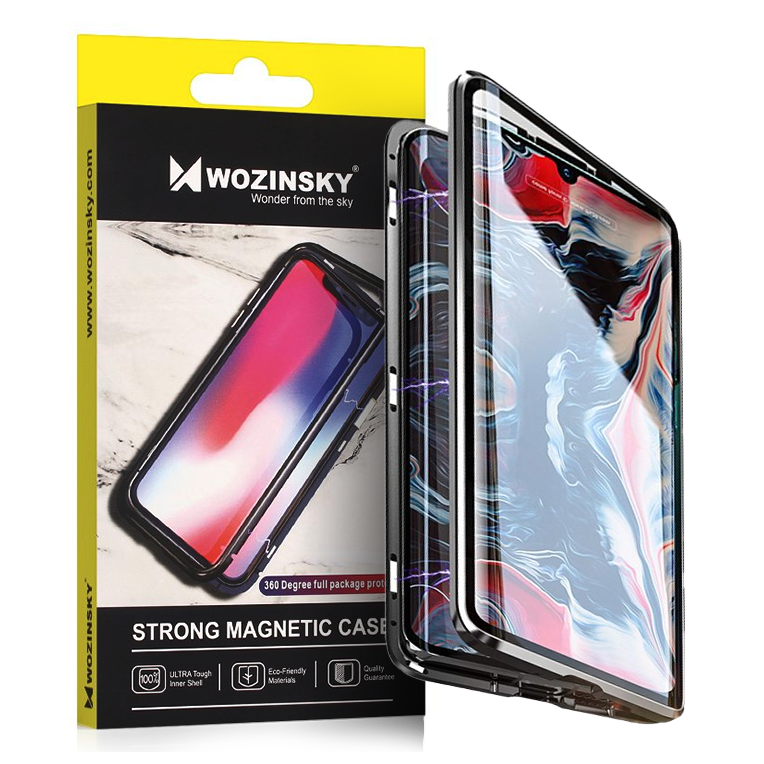 iPhone 12/ 12 Pro Wozinsky mágneses tok fekete/ áttetsző