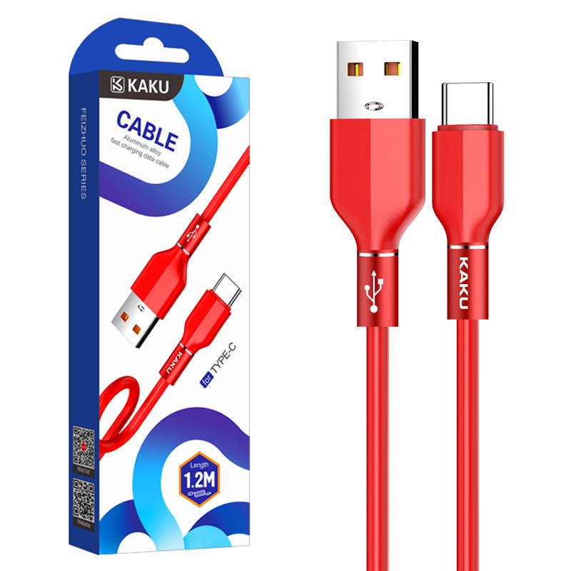 KAKU Aluminium Alloy USB - USB Type-C kábel 3.2A 1.2m piros (KSC-452)