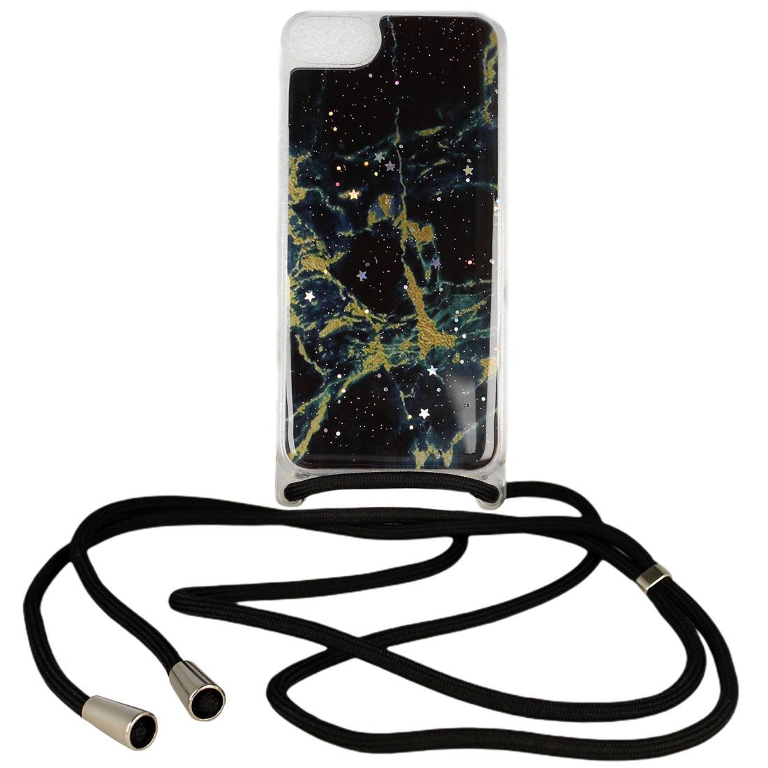 iPhone 6/7/8/SE 2020 / SE 2022 Rope Glitter tok pánttal, flitteres fekete