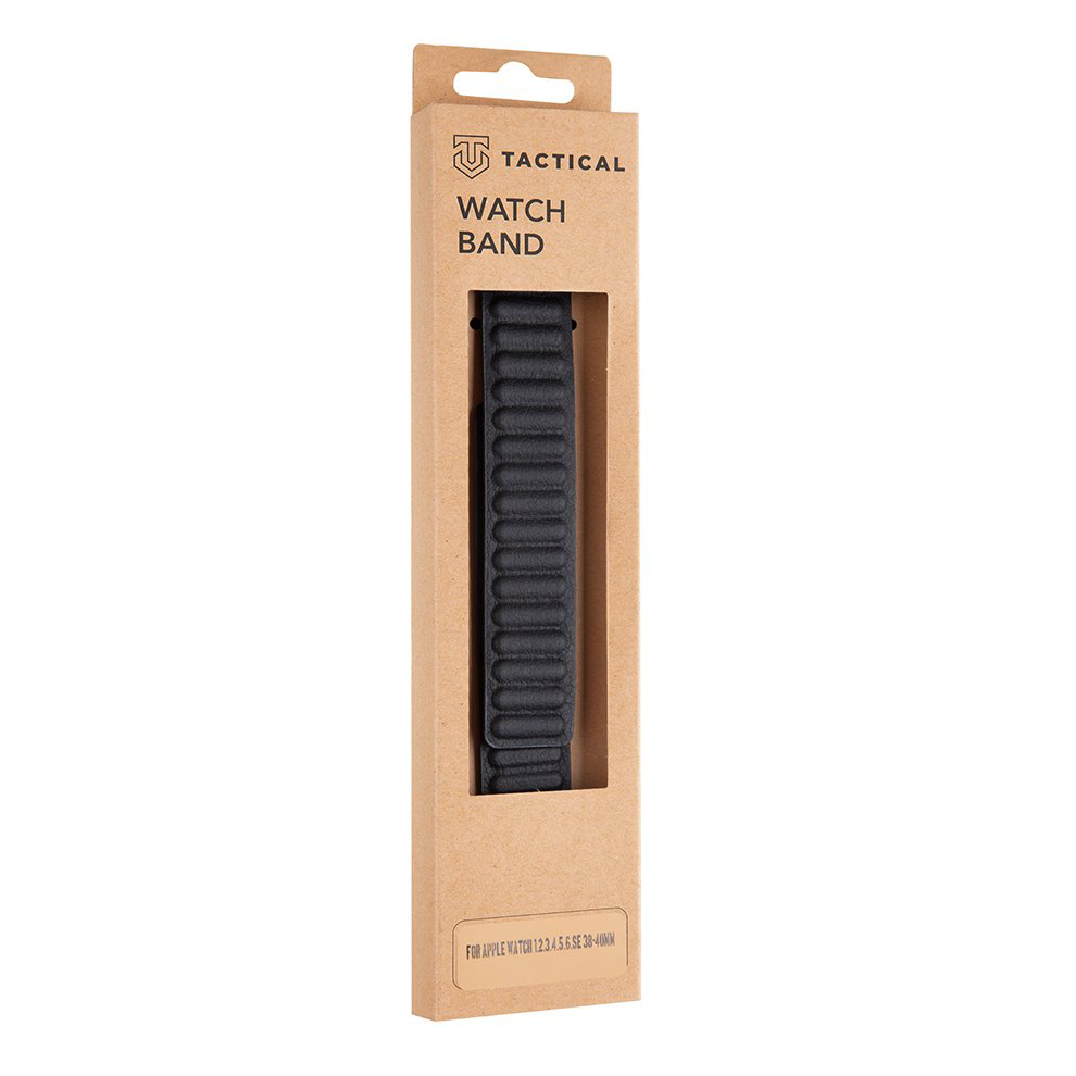 Apple Watch 1/2/3/4/5/6/7/8/SE 38/40/41 mm Tactical 723 Loop Leather bőr óraszíj fekete