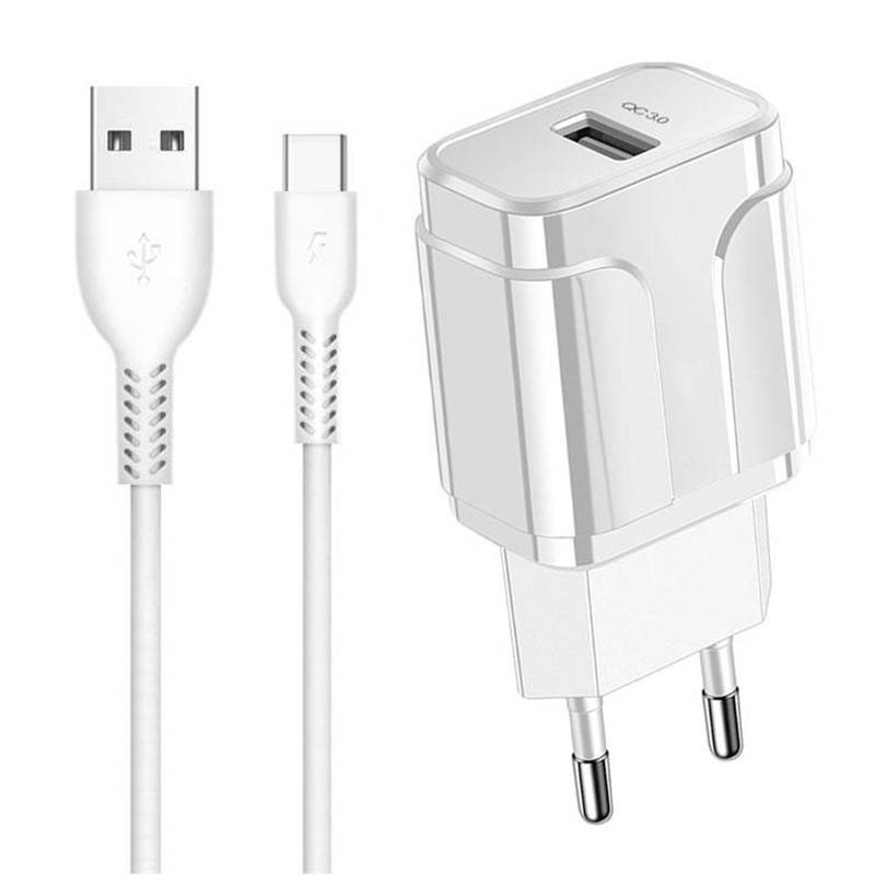 xExtreme Ampere Hálózati töltő adapter 18W 3A QC3.0 + USB Type-C kábel fehér