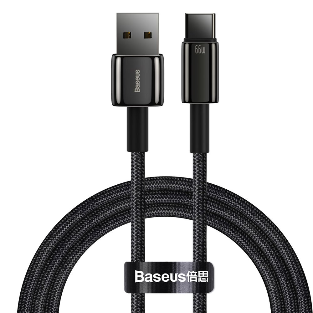 Baseus Tungsten USB - USB Type-C kábel 66W (11V / 6A) Quick Charge AFC FCP SCP 1m fekete (CATWJ-B01)