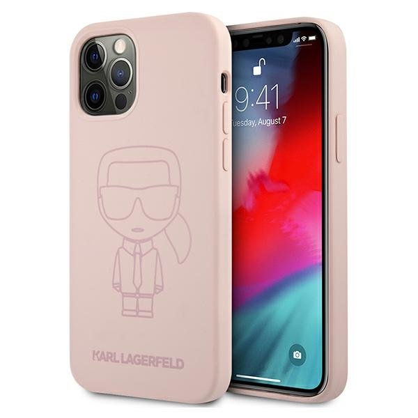 iPhone 12/12 Pro Karl Lagerfeld KLHCP12MSILTTPI Ikonik Outline szilikon tok rózsaszín
