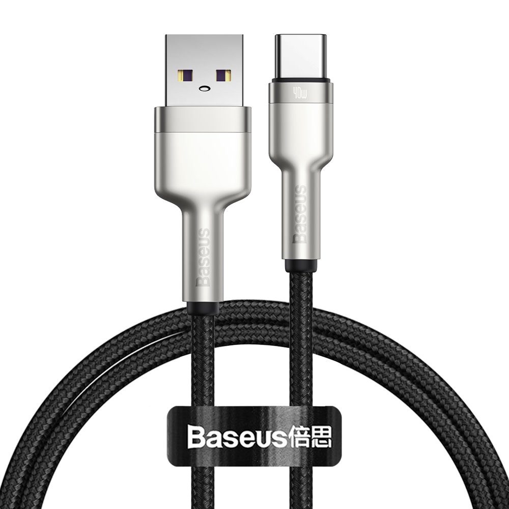 Baseus Cafule Metal nylon harisnyázott USB/ USB Type-C (10V / 4A) SCP kábel 40W 1m fekete (CATJK-A01)