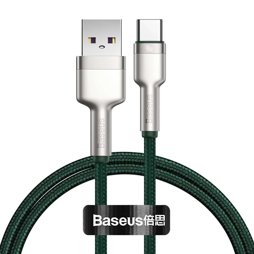 Baseus Cafule Metal nylon harisnyázott USB/ USB Type-C (10V / 4A) SCP kábel 40W 1m zöld (CATJK-A06)